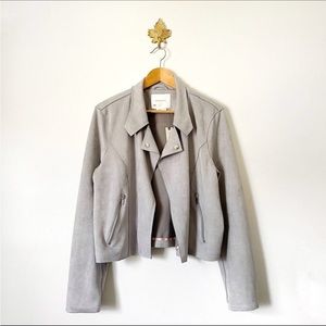 Anthropologie Gray Kelyn Faux Suede Moto Jacket Size L